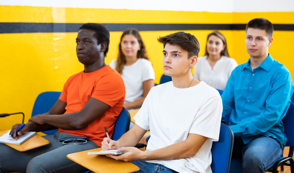 Taxi driver school - adult men and women are trained in driving school