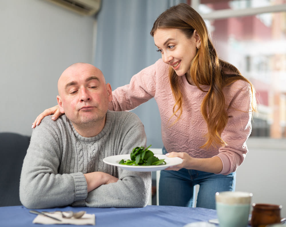 Man dissatisfied by dinner made by his wife