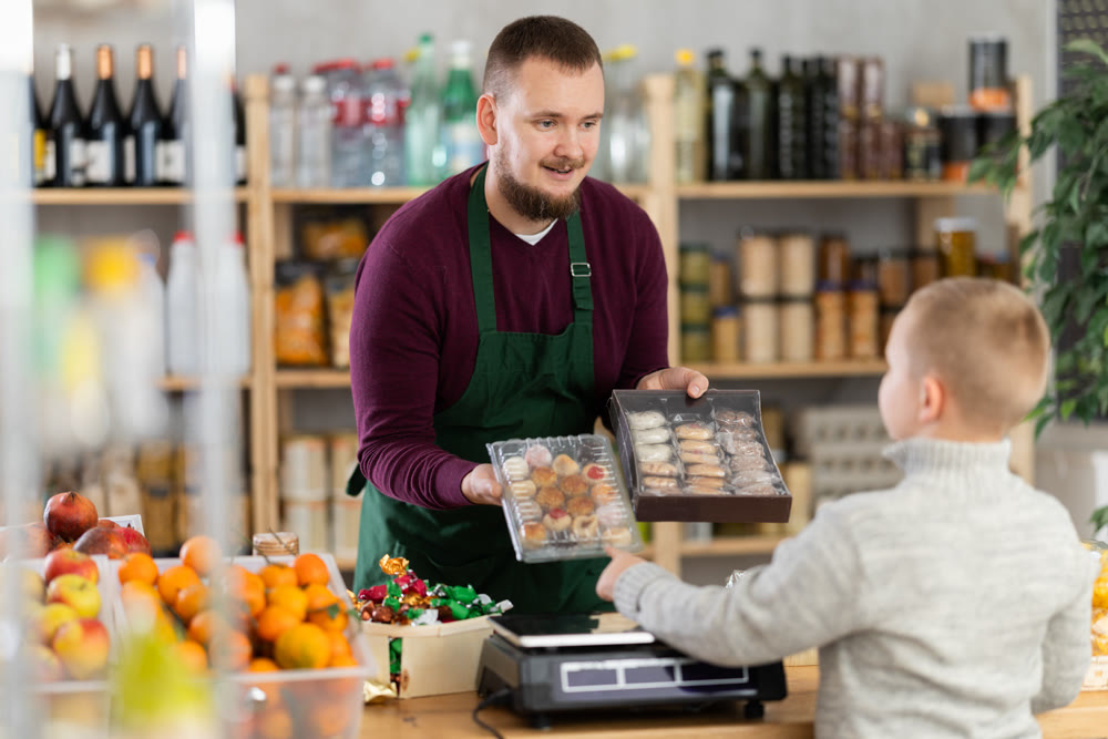 Seller offers cookies in the store