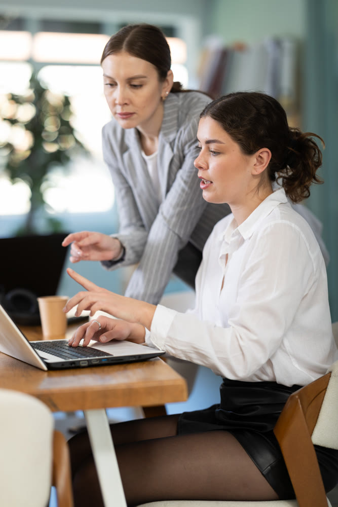 Women working together in a modern office