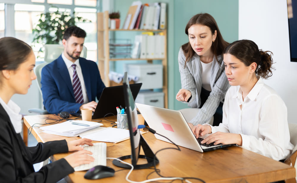 Women working together in a modern office