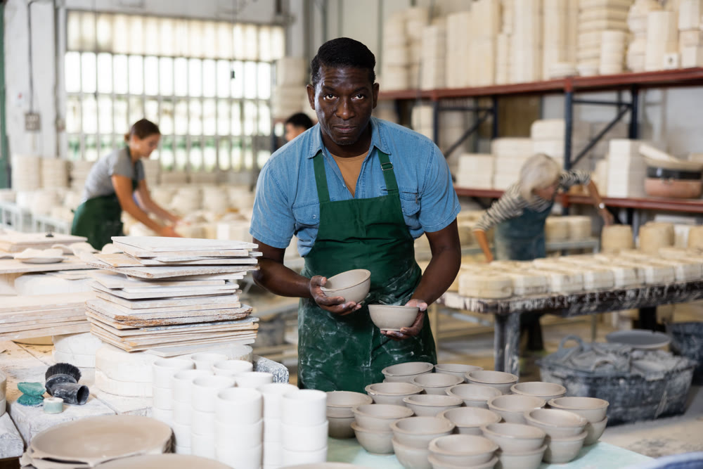 Portrait of skillful man ceramist
