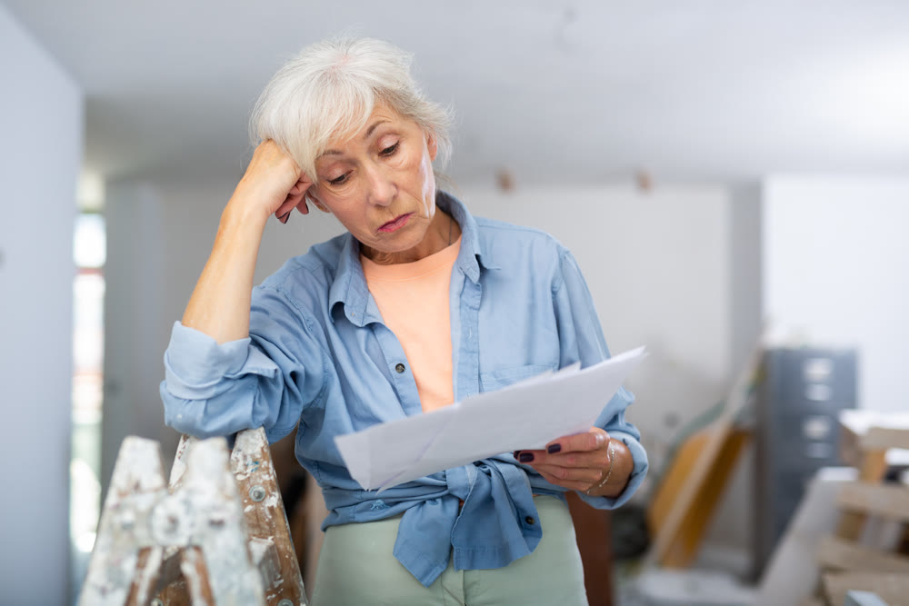 Elderly woman owner is shocked by the estimate for the renovation of cottage