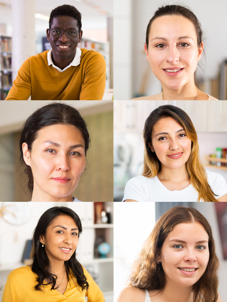 Screen of online meeting of business people
