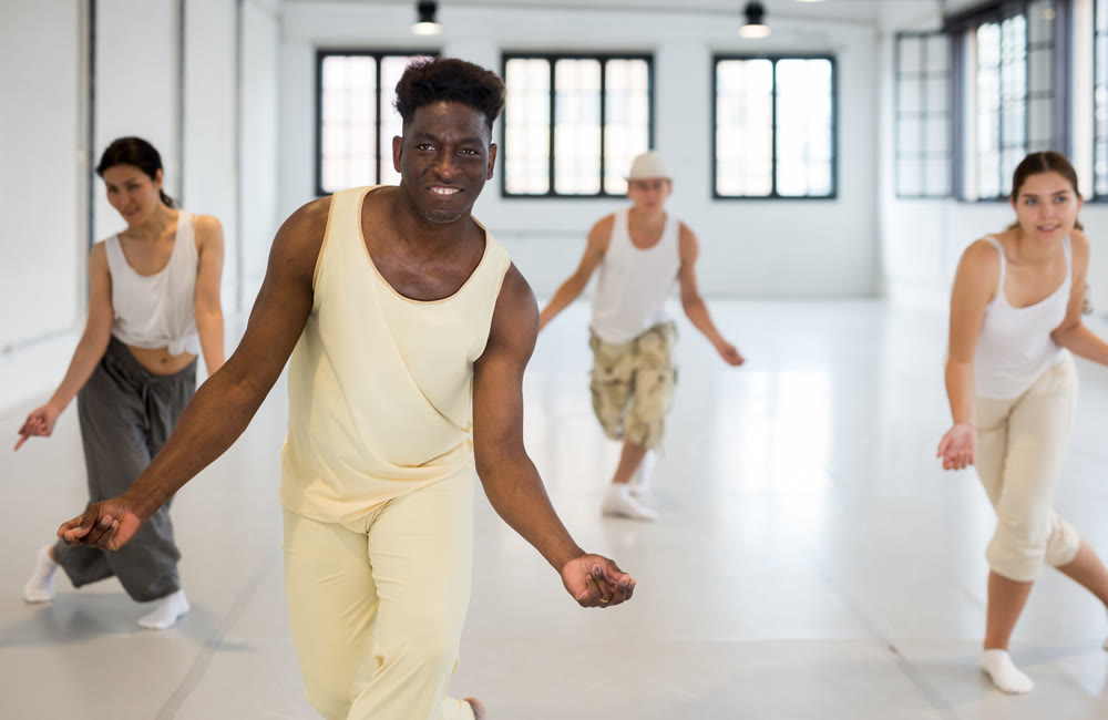 dancers training in a dance studio