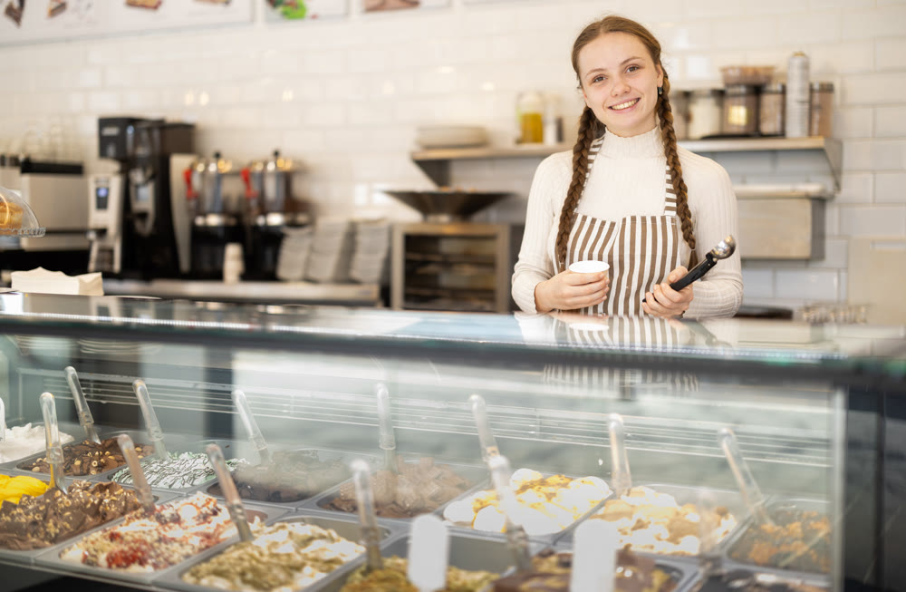Teen girl ice cream vendor