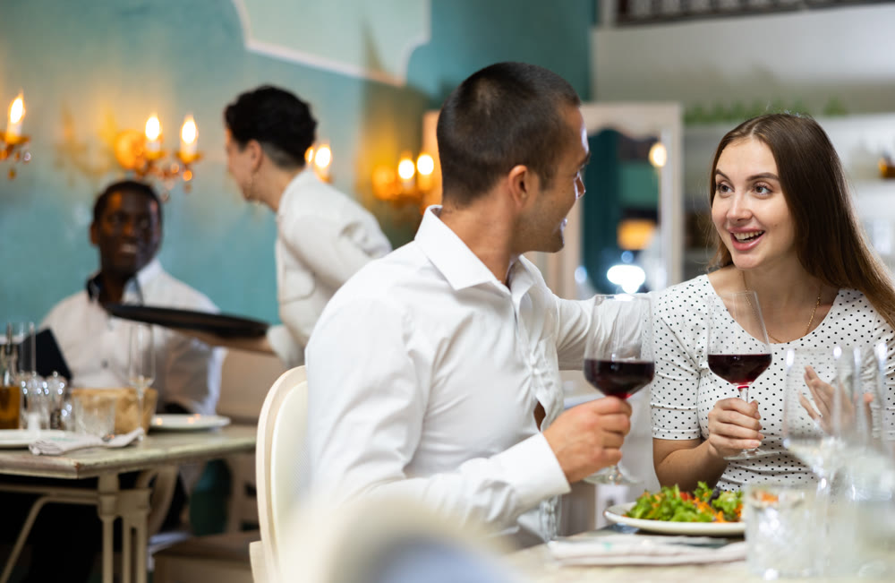 Couple at dinner at the restaurant