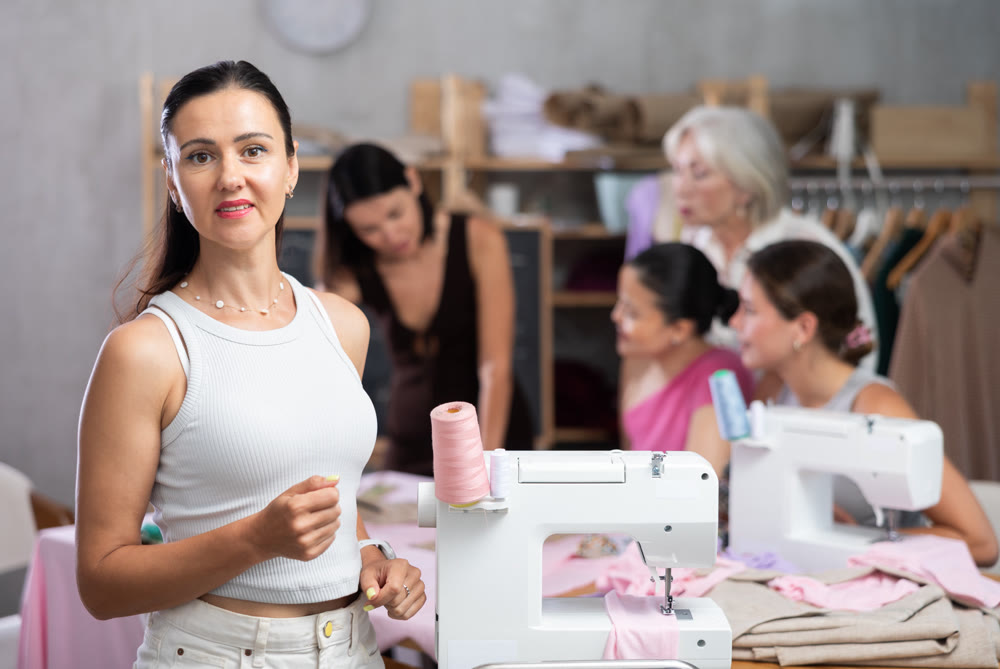 Adult woman at sewing master class