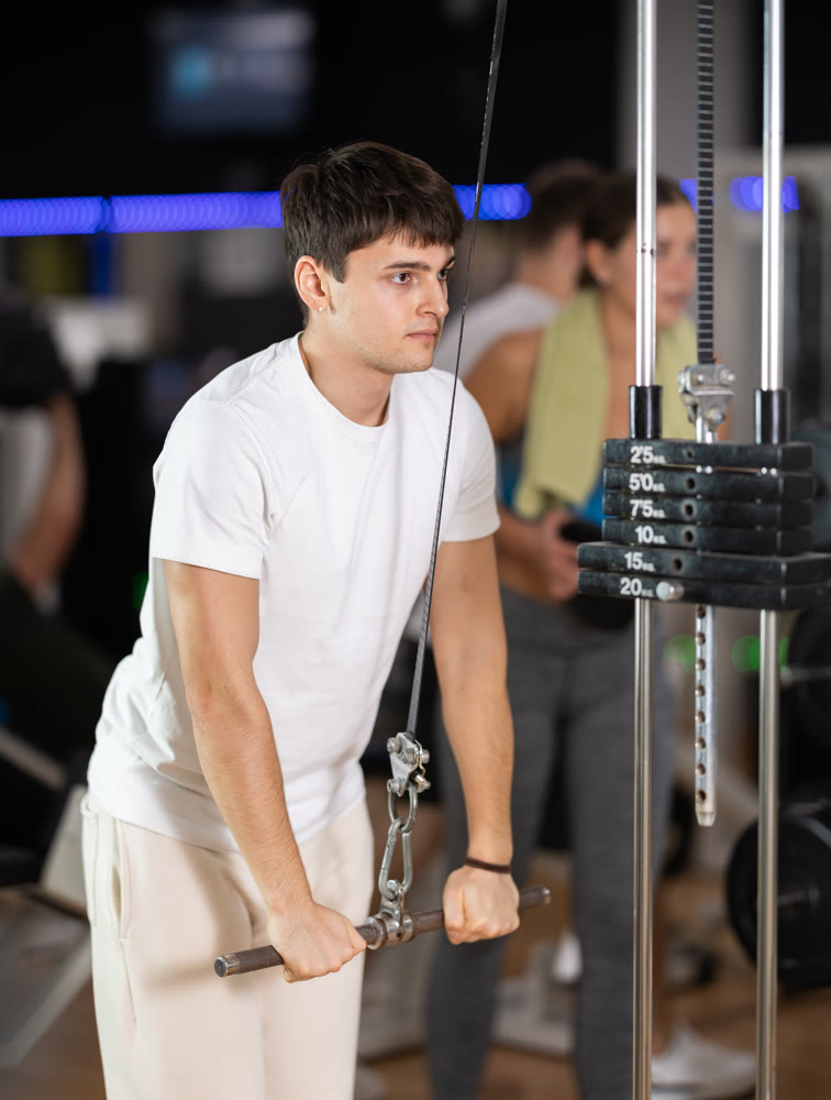 Guy doing arm exercises
