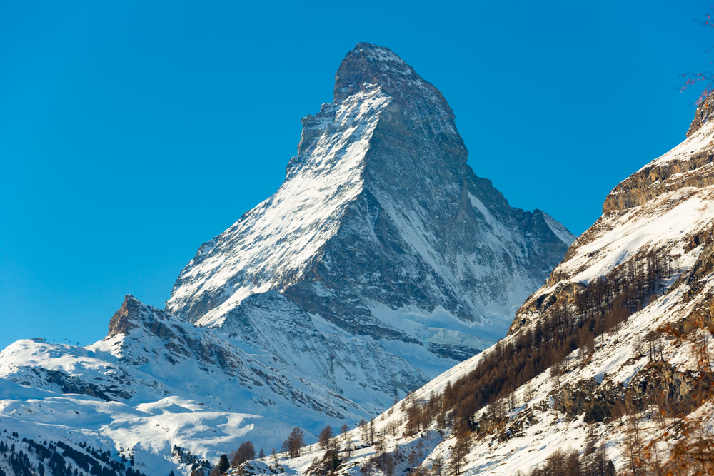 Scenic view of Matterhorn mountain peak, Switzerland