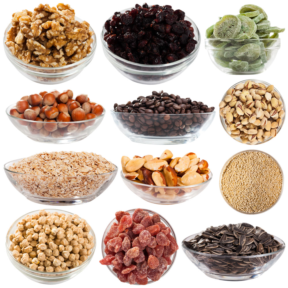 Set of various dried grocery products