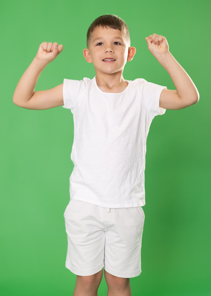 European child boy is genuinely happy and jubilant