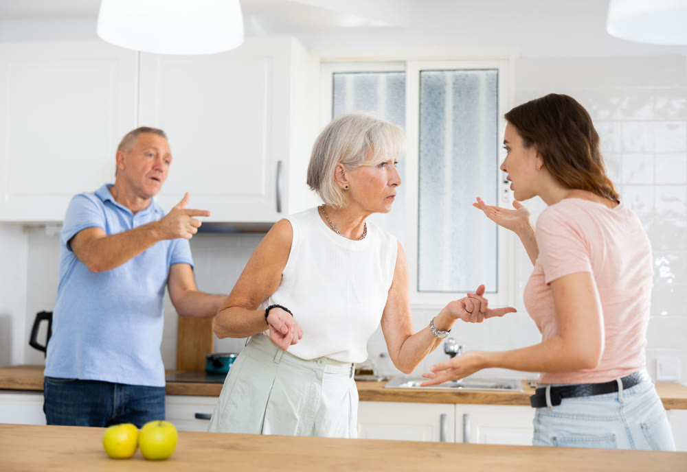 The daughter arguing with mother
