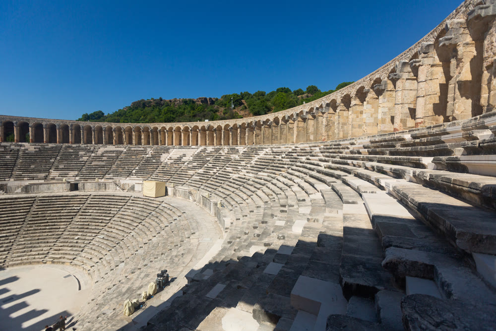 Ancient theater in Aspendos, Antalya Province, Turkey