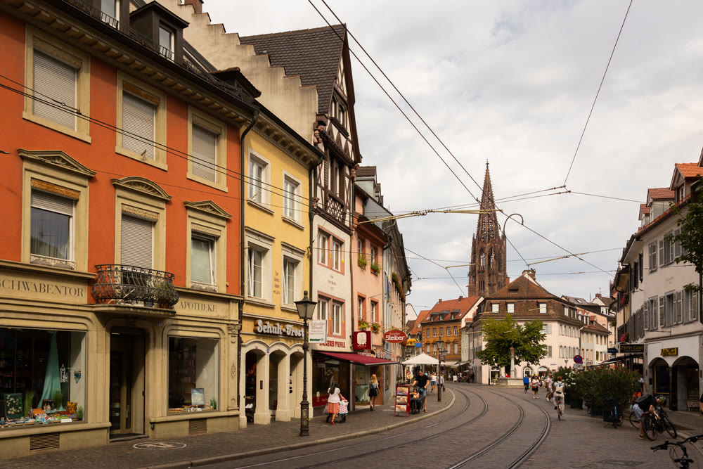 Winding pedestrian street, Germany, Freiburg im Breisgau