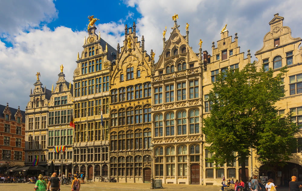 Guildhouses in Grote Markt (Big Market Square) in old town of Antwerp, Belgium
