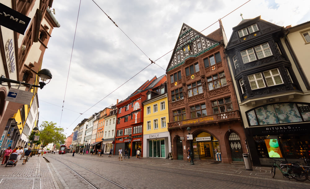 Winding pedestrian street, Germany, Freiburg im Breisgau