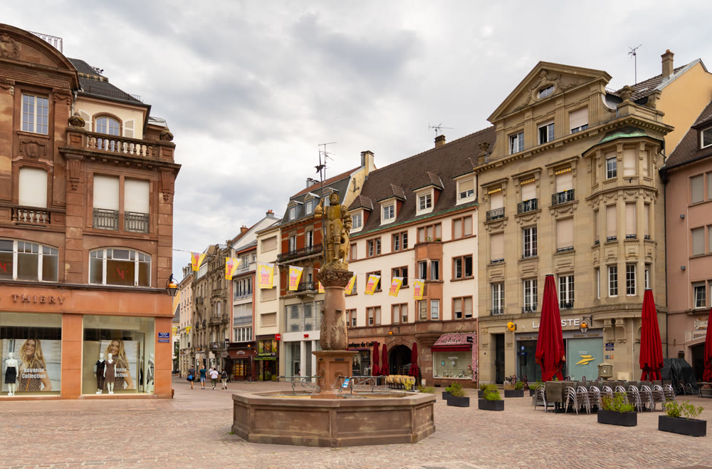 Historic square of Place de la Reunion in Alsace region