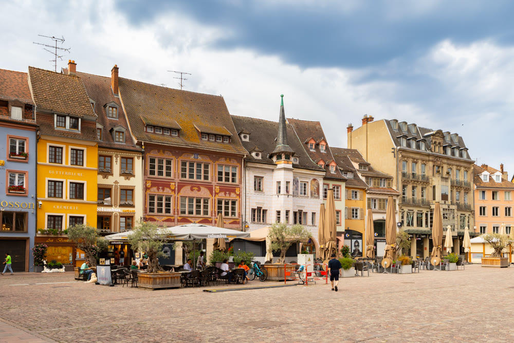 Historic square of Place de la Reunion in Alsace region