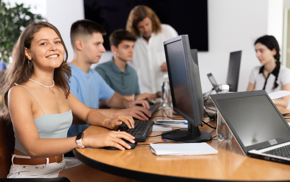 Female student is engrossed