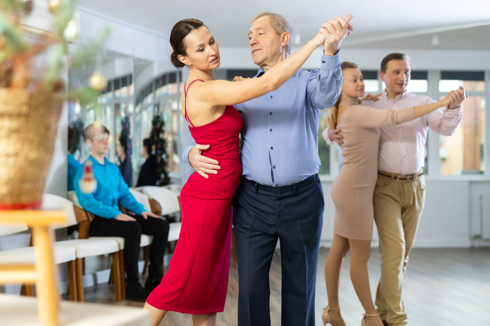 Woman and man dancing