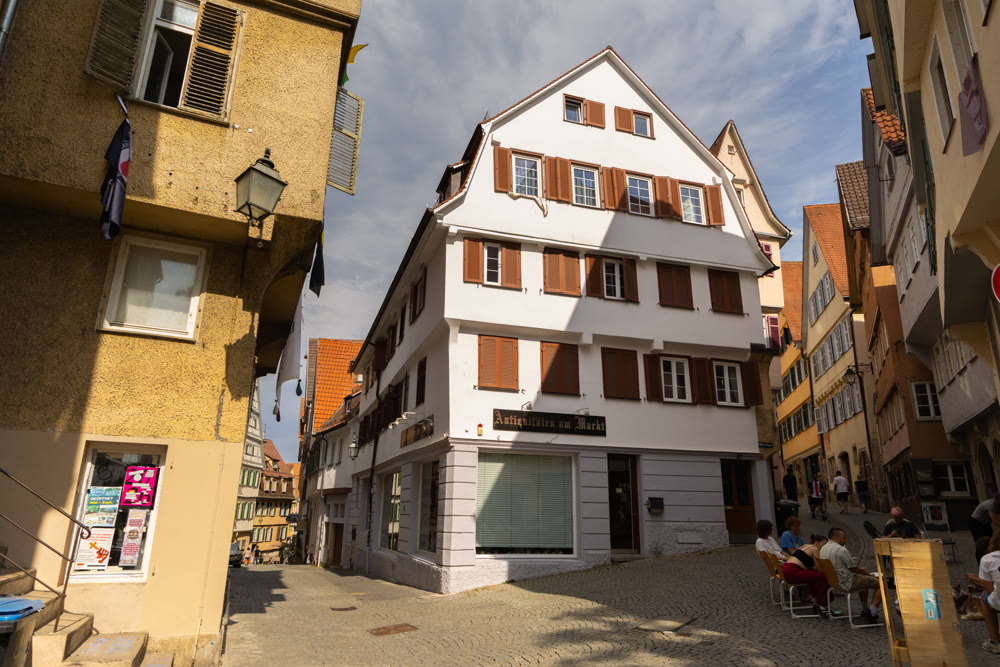 Tuebingen old town streets with half-timbered houses