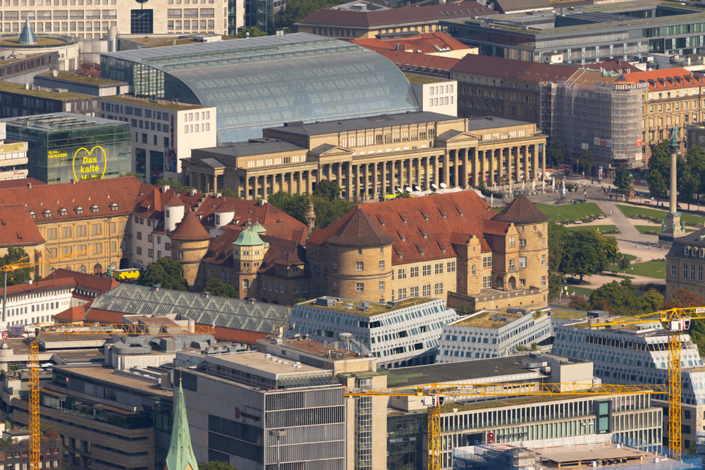 Central district of Stuttgart, top view