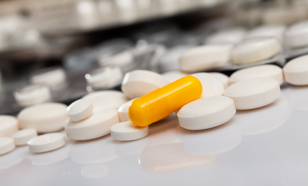 Close up view of scattered tablets