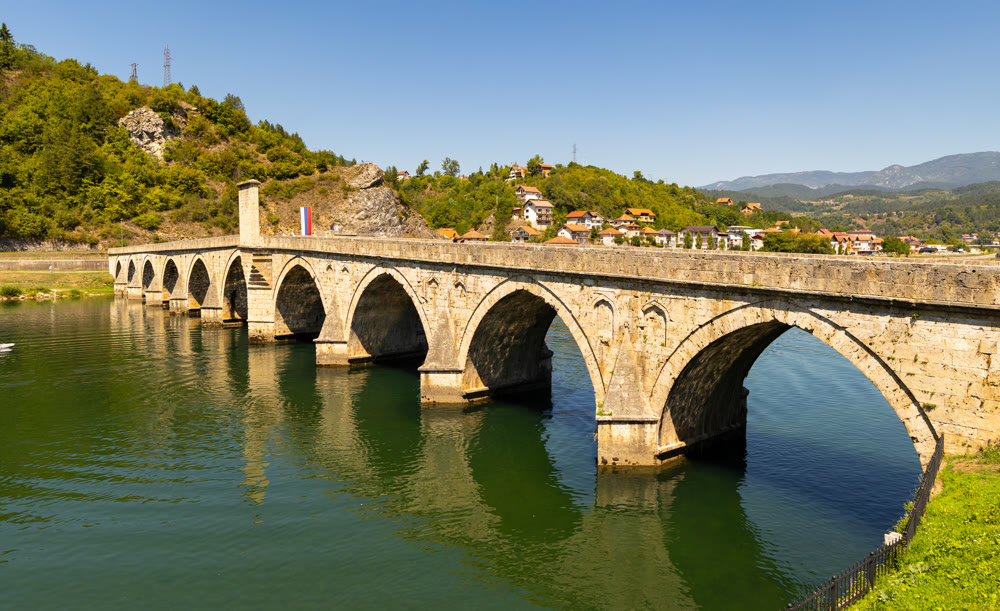 View of the Visegrad Bridge across the river