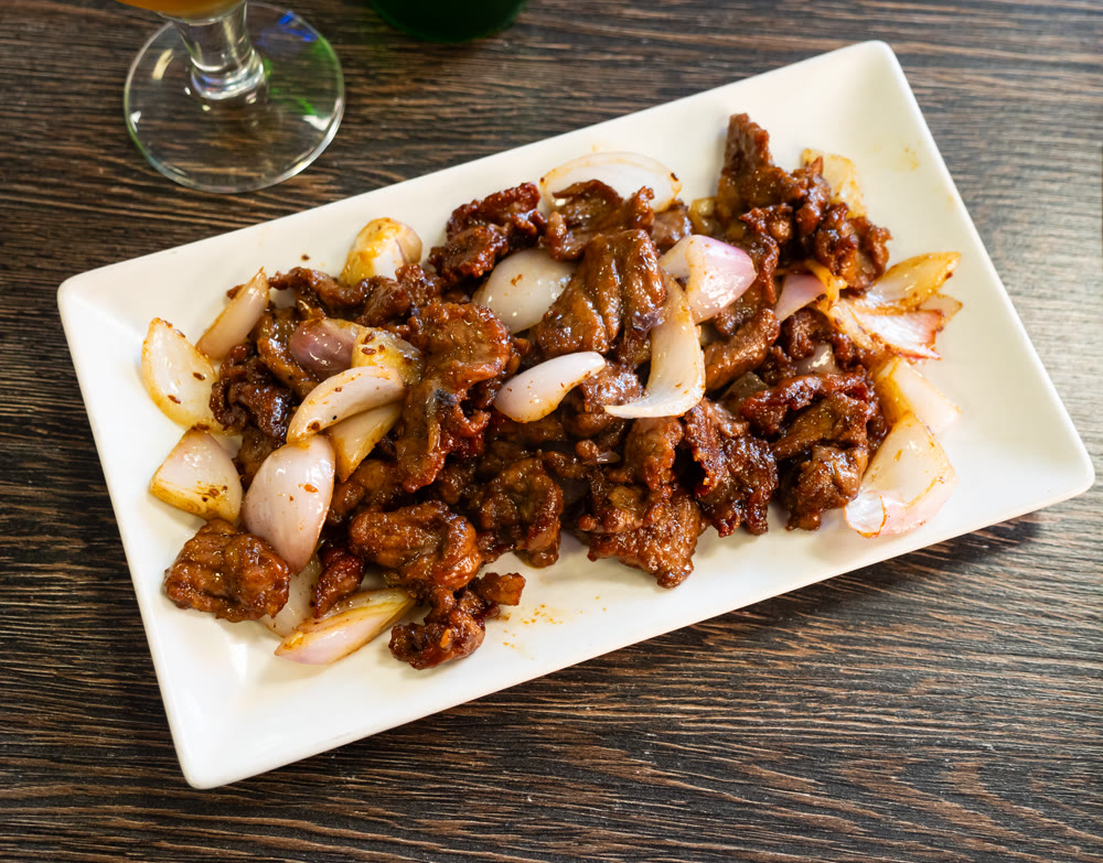 Chinese dish stir-fried beef with cumin