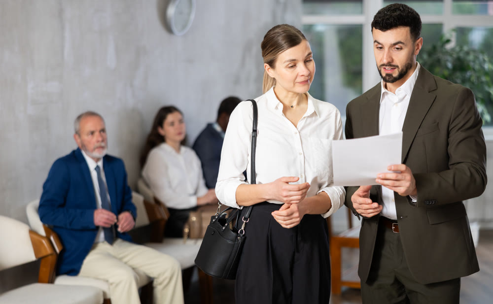 Woman brought documents to the office before a job interview