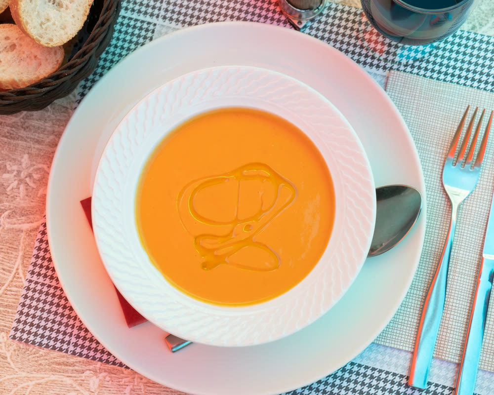 Tomato soup Gazpacho -traditional dish of Spanish cuisine closeup