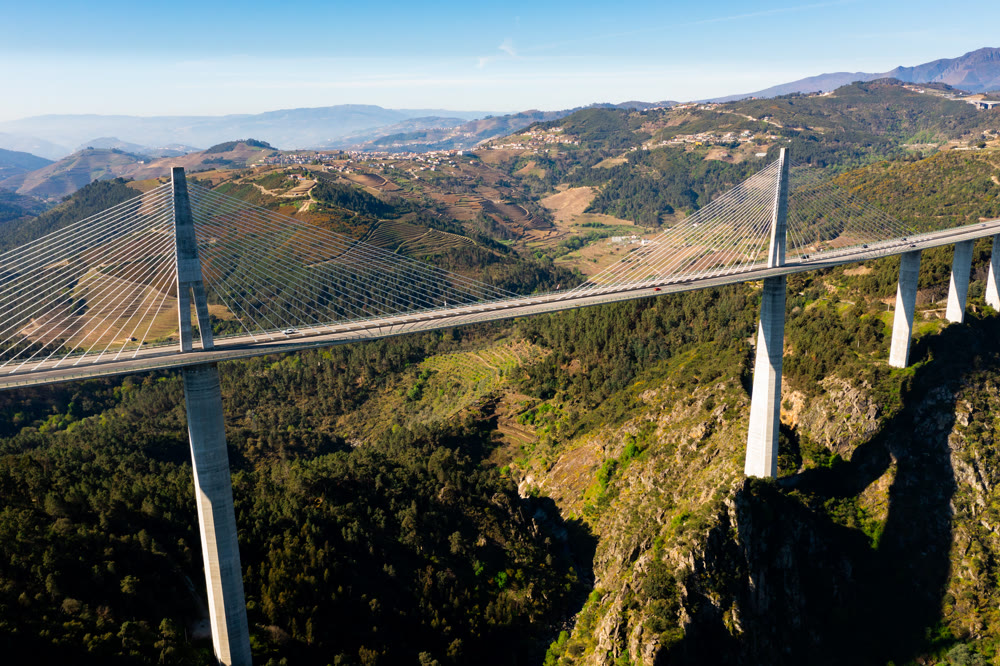 Aerial view of Viaduto do Corgo in Vila Real, Portugal